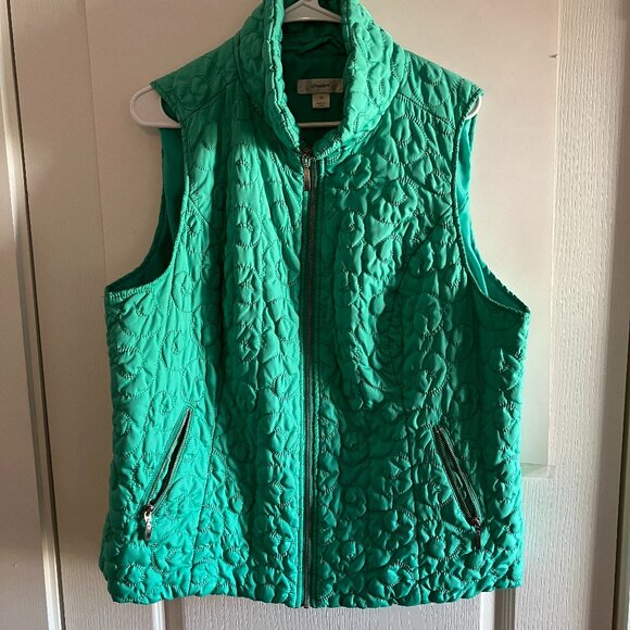 Christopher & Banks Quilted Lightweight Puffer Vest Kelly Green Size 1X EUC. - Picture 1 of 11
